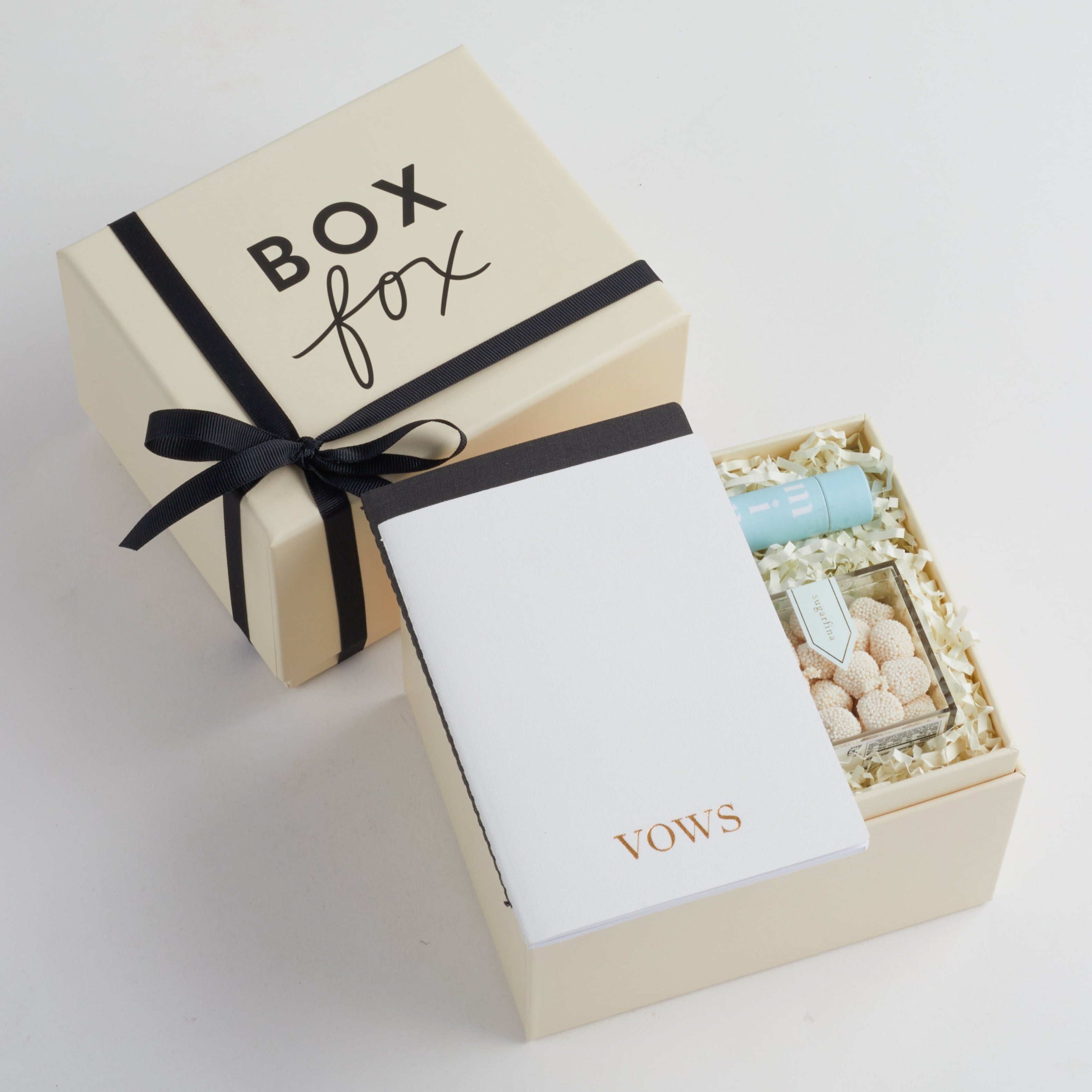 BOXFOX Something Blue Gift Box filled with Ivory crinkle paper