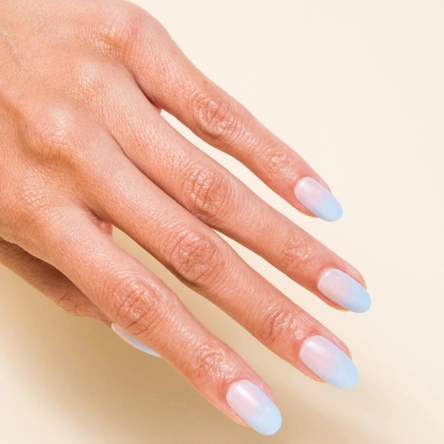 Pale blue nails