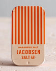 beige and orange stripped mini sea salt tin
