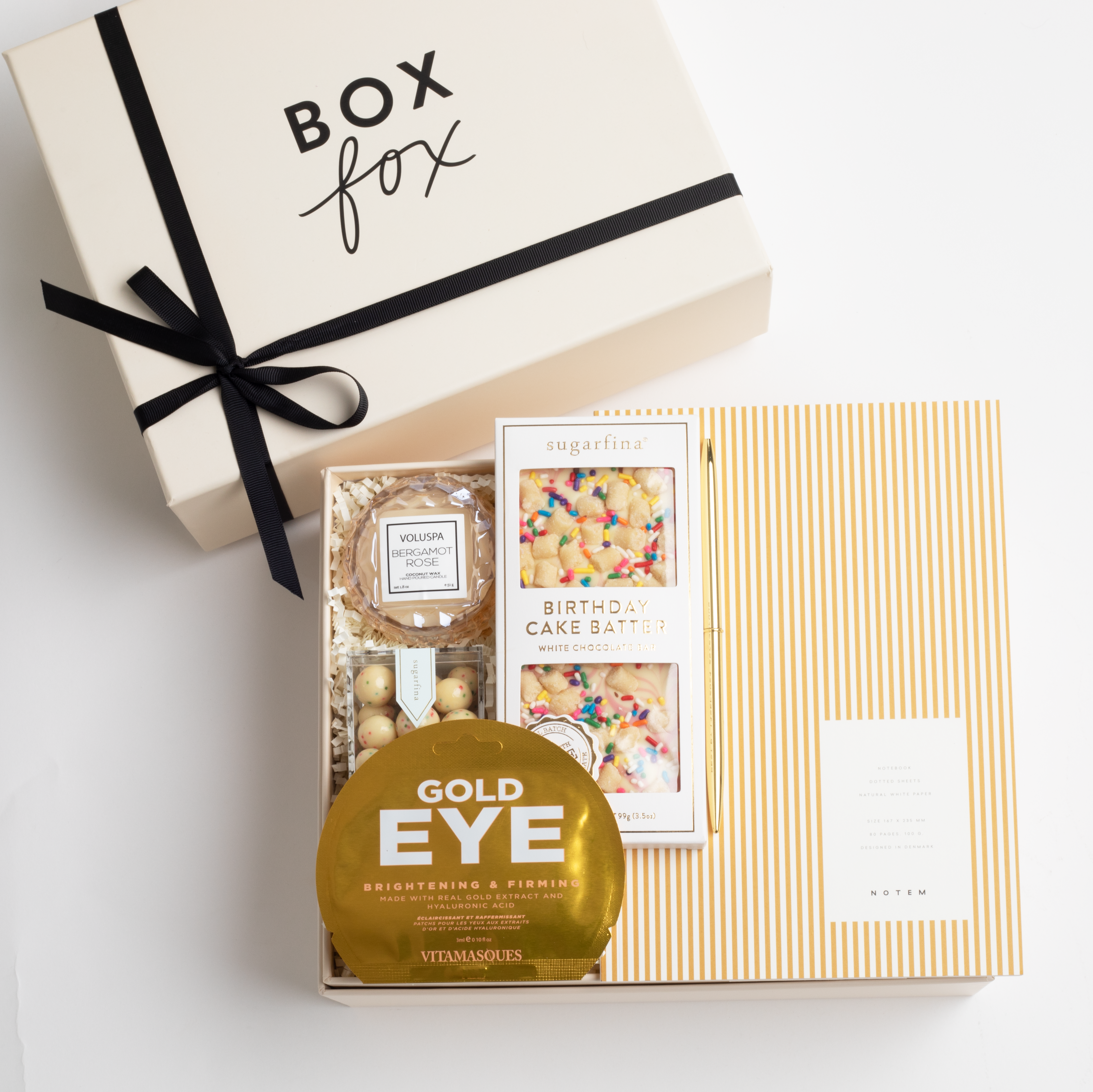 BOXFOX Birthday Gift Box available in Original CremeBOXFOX Birthday Box shown in gift box with ivory crinkle paper