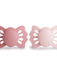 light pink & pink butterfly shaped pacifiers