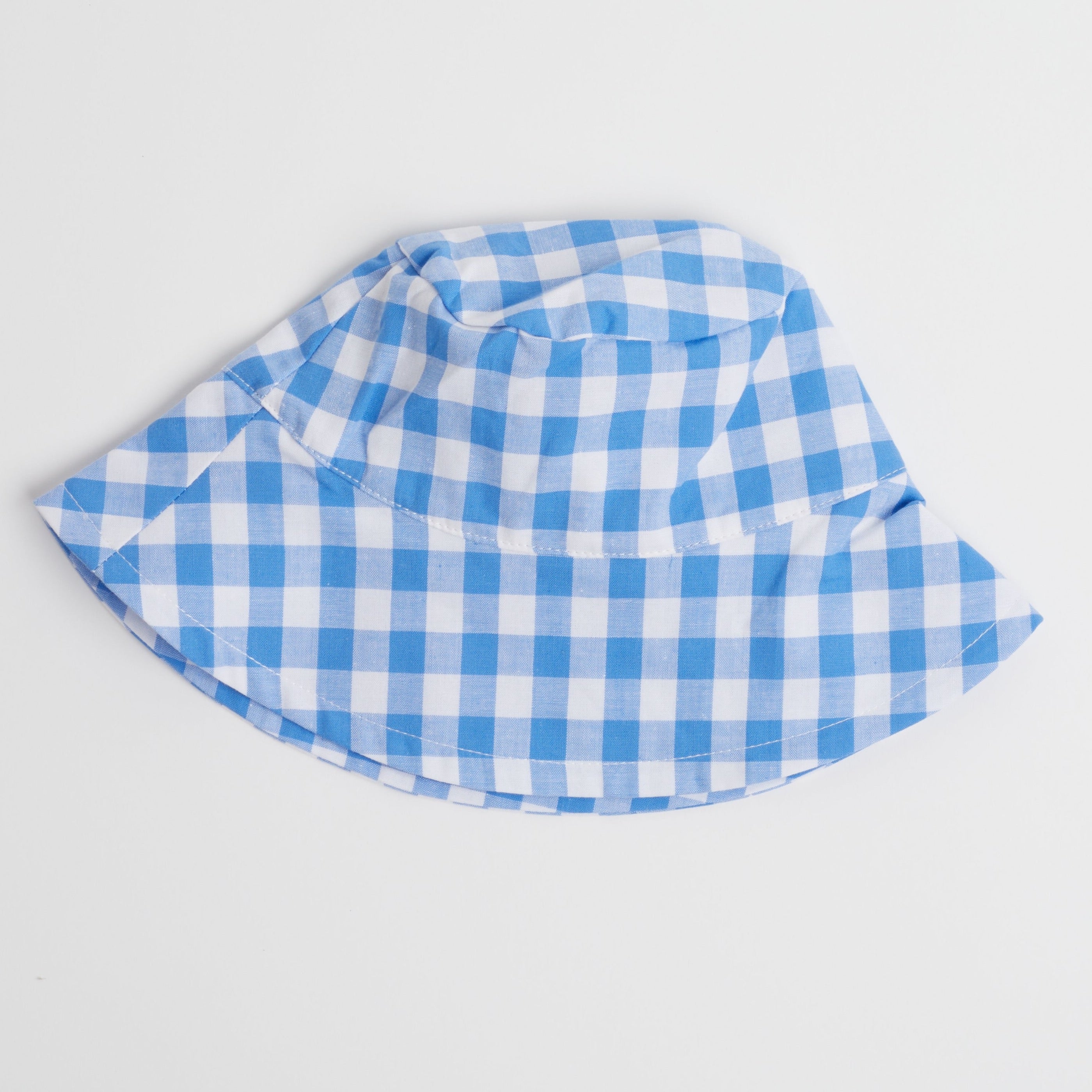 Gingham Sunhat in Cornflower Blue on white background