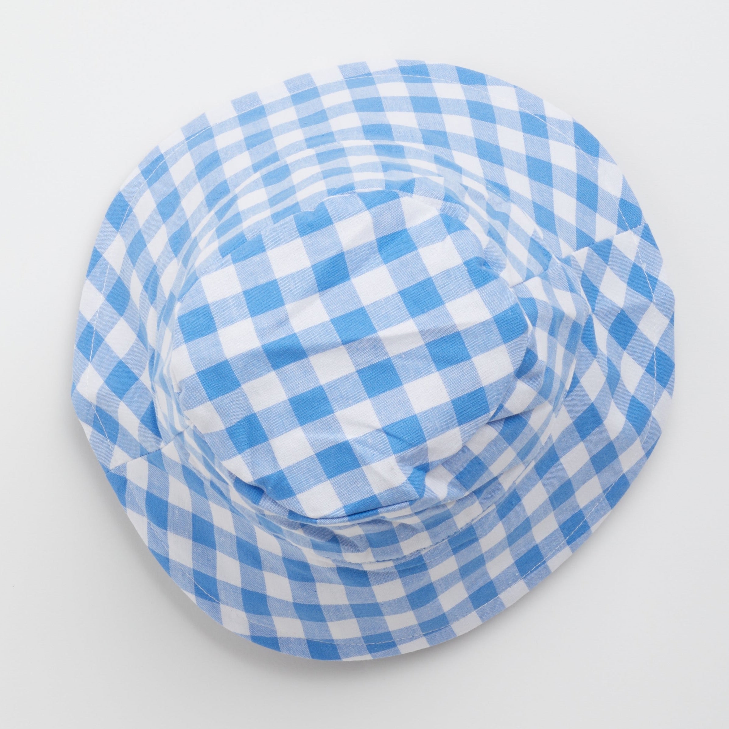 Gingham Sunhat in Cornflower Blue on white background