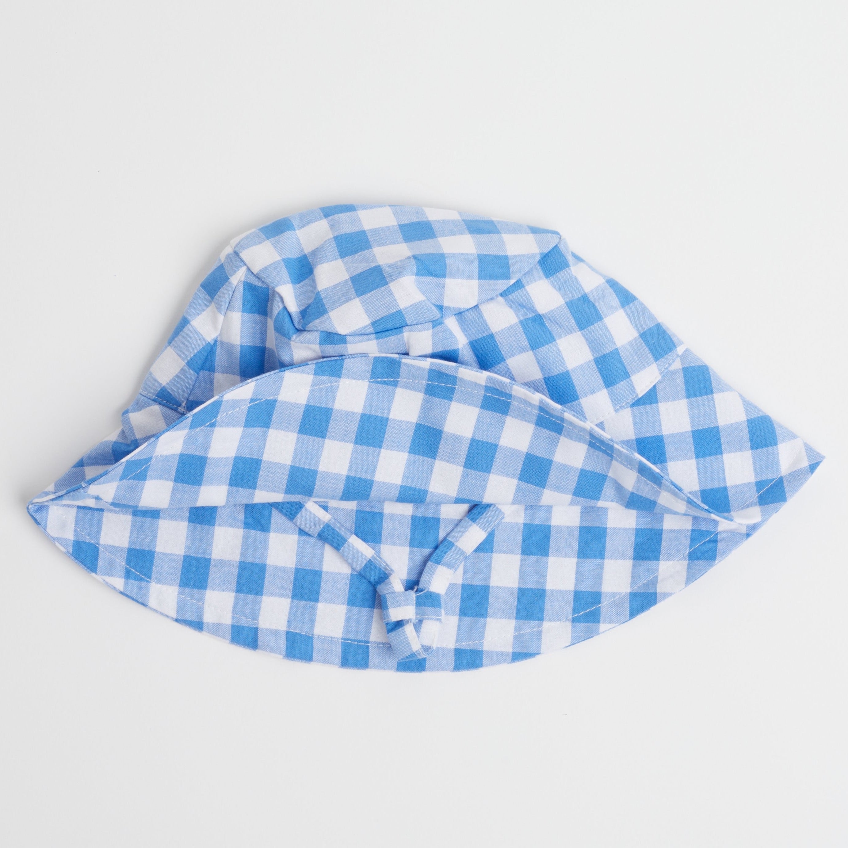 Gingham Sunhat in Cornflower Blue on white background