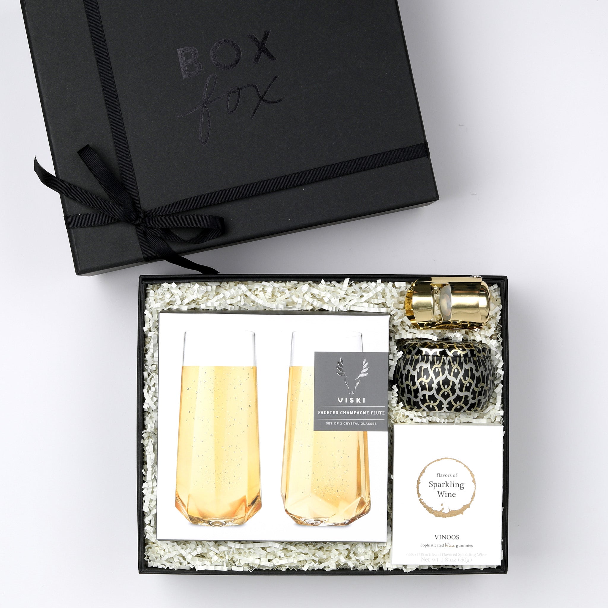 BOXFOX Pop Fizz Clink gift box also available in Matte Black.