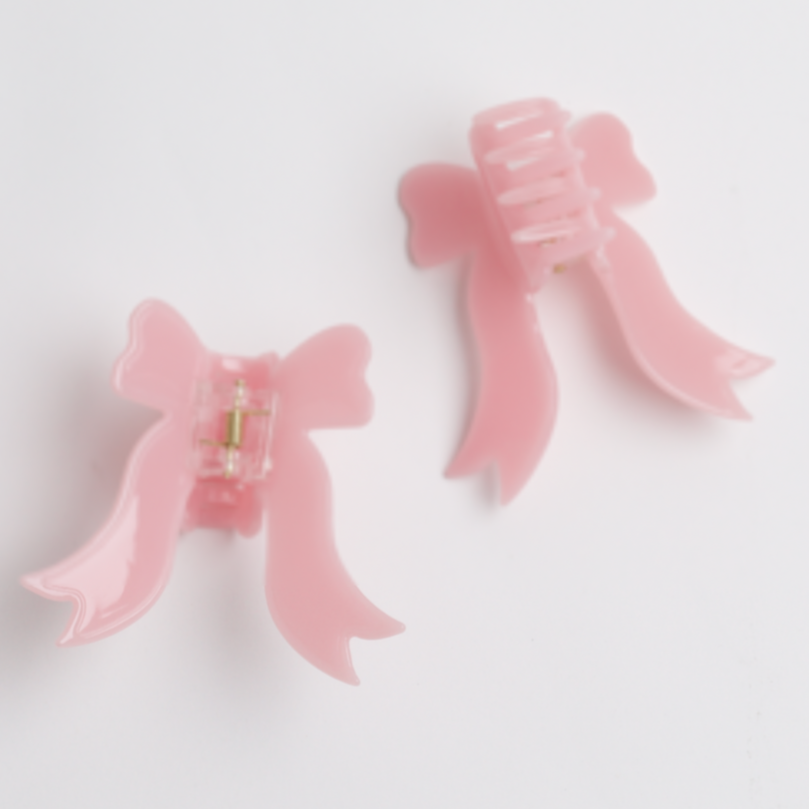 2 Light Pink Bow Shaped Hair Clips
