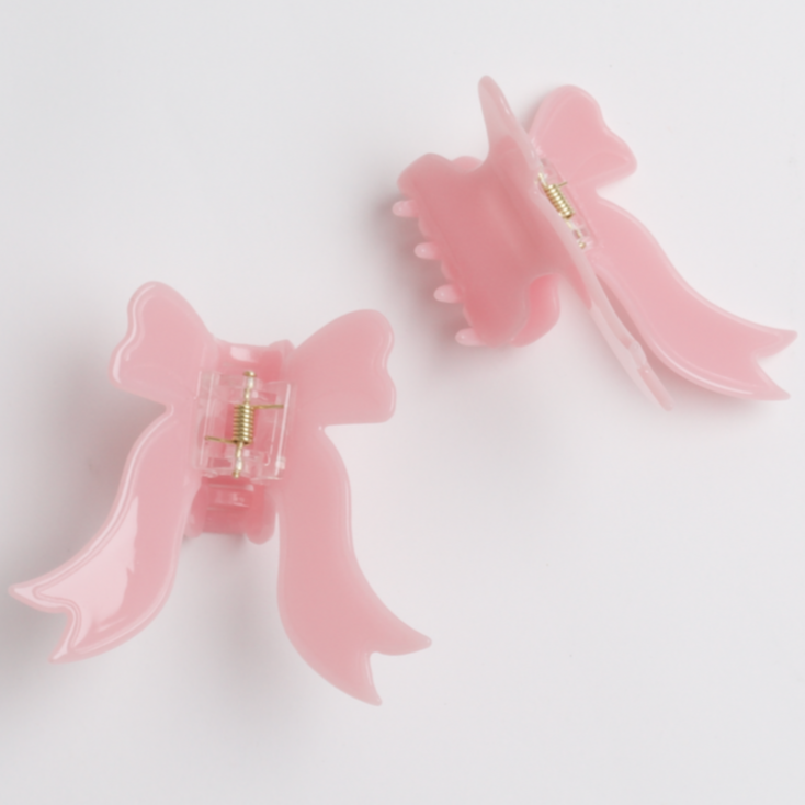 2 Light Pink Bow Shaped Hair Clips