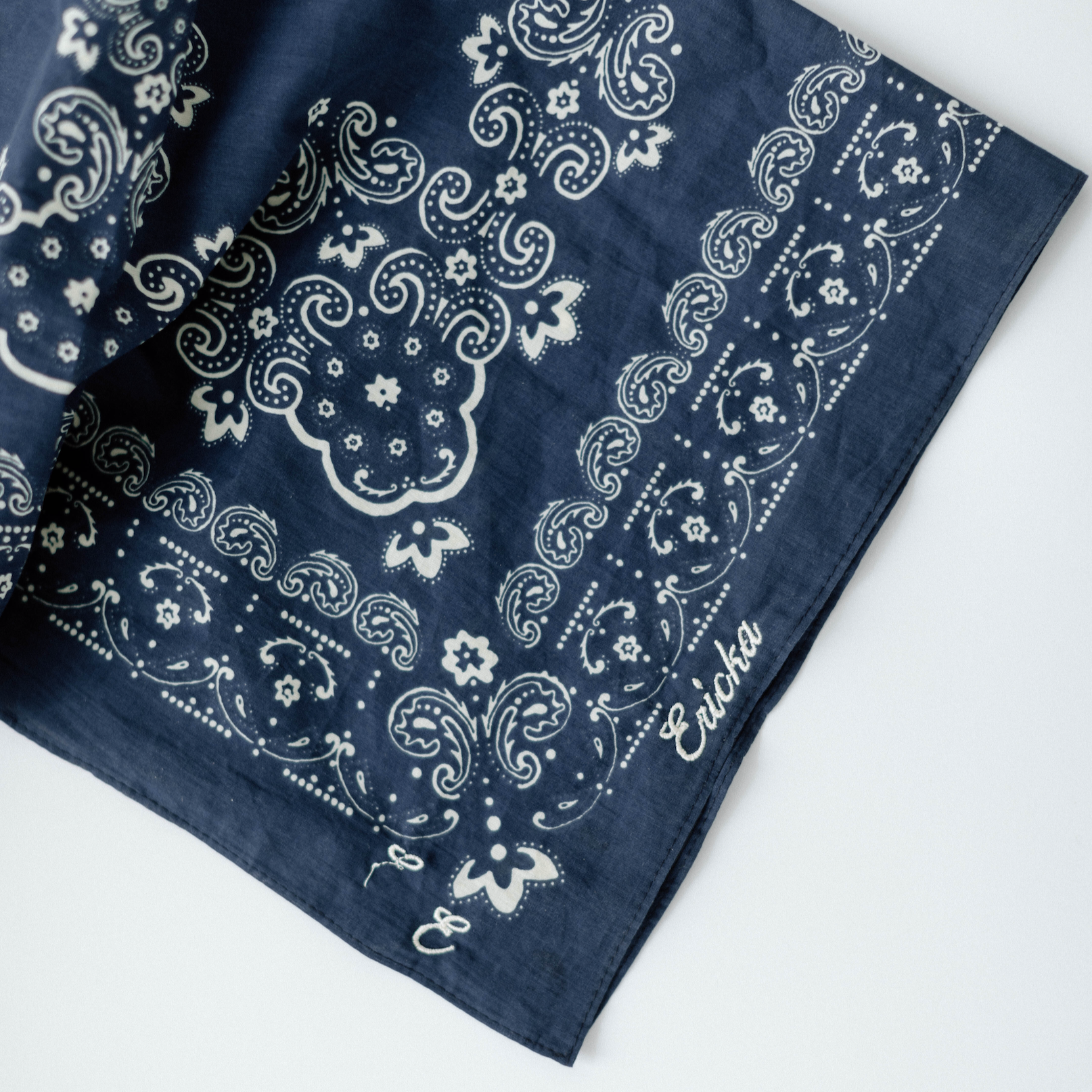 navy bandana with ivory accents
