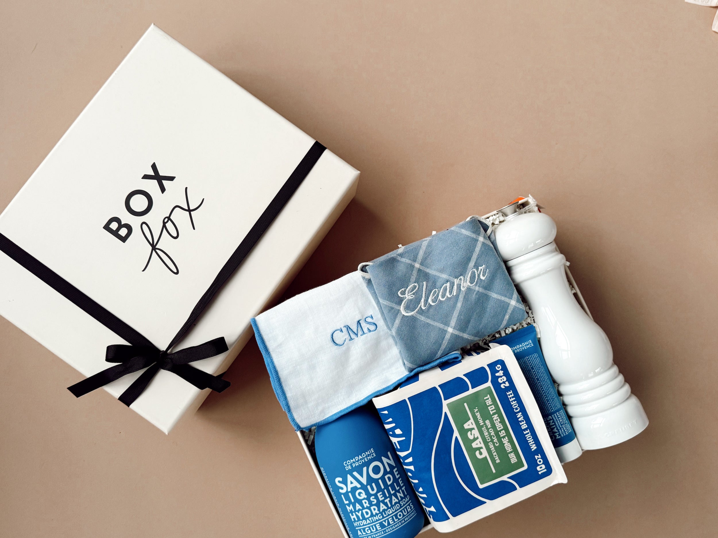 BOXFOX Curated Housewarming Gift with Embroidery.
